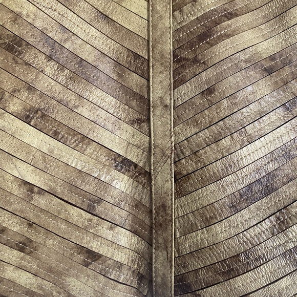 NATTO leather strips jacket - tan and brown - Picture 7 of 7